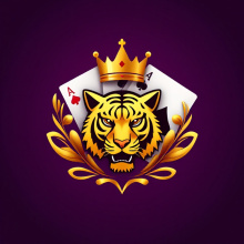 M8Bets Asean online casino logo emblem with golden crown and tiger